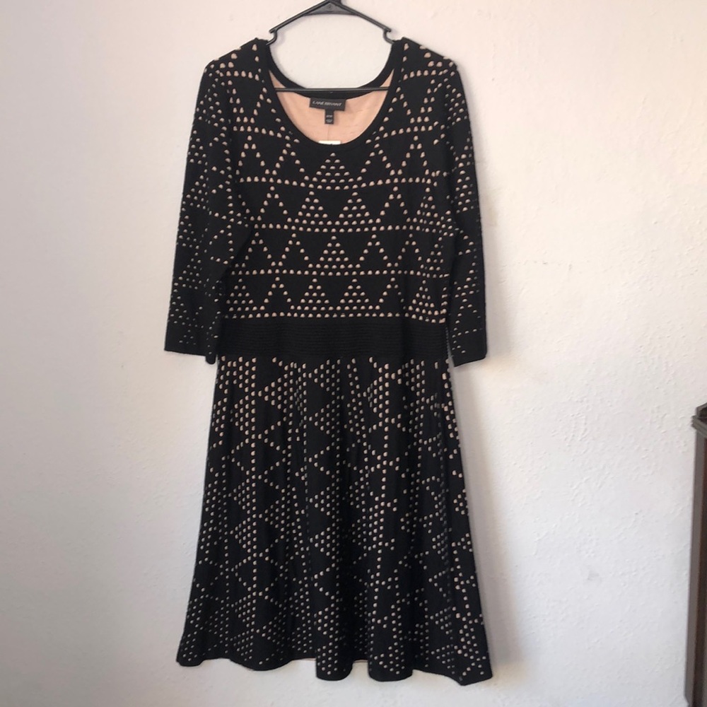 Lane Bryant 18/20 Black Nude Geometric Knit Fit & Flare Midi Sweater Dress
